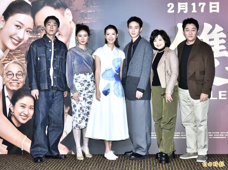 庹宗華（右起）、楊貴媚、劉冠廷、余香凝、9m88、蔡凡熙。（記者陳奕全攝）