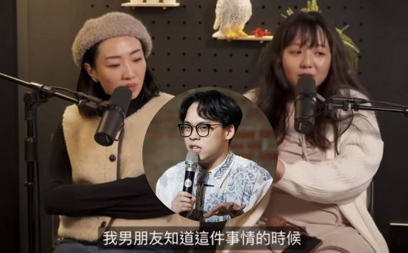 林妍霏（左起）曾砲轟賀瓏（中）覺得天殘太胖了X不下去。（組合照，翻攝自YouTube、臉書）