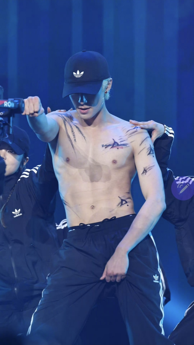 王鶴棣在澳門開演唱會，裸上半身演出。（翻攝自網路）