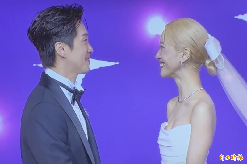 陳漢典在誓詞中深情告白，坦言遇見Lulu後才明白活著的意義，直言「終於娶到妳了」。（記者傅茗渝攝）