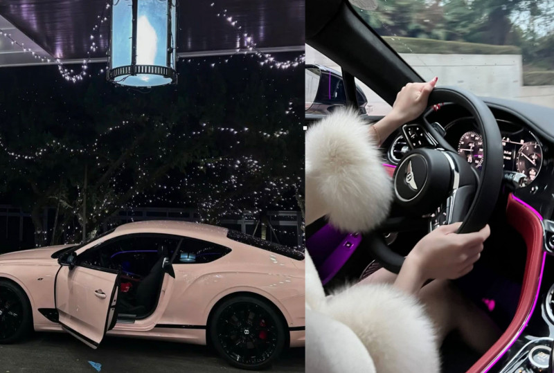 嚴珮瑜因座駕為賓利跑車，而非自家品牌旗下遭到調侃。（組合照，翻攝自IG）