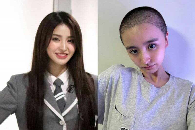 金子涵去年曾經大動作曬出自己剃平頭的照片。（翻攝自微博）