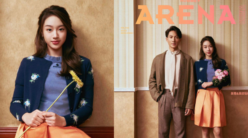 吳尊同框15歲愛女neinei拍攝雜誌。（組合照，翻攝IG）