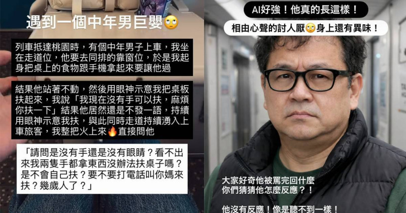 泰辣Tyla還原在高鐵上與男乘客的衝突經過反遭炎上。（組合照，翻攝自IG）