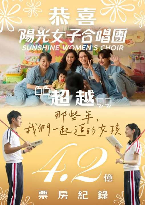 九把刀昨PO出恭賀圖，恭喜《陽光女子合唱團》票房超越《那些年，我們一起追的女孩》。（翻攝自臉書）