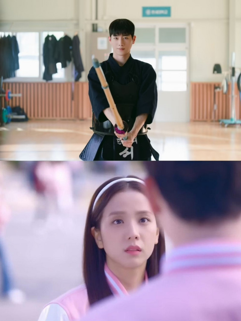 徐康俊（上）在《訂閱男友》化身初戀學長，融化Jisoo的心。（翻攝自Netflix）