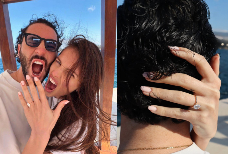 蒂蘭布蘭多被男友送上145萬大鑽戒甜蜜套牢。（組合照，翻攝自IG）