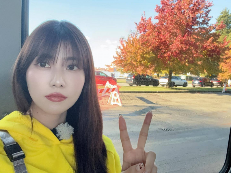 阿部瑪利亞拍下加拿大的楓紅。（翻攝自臉書）