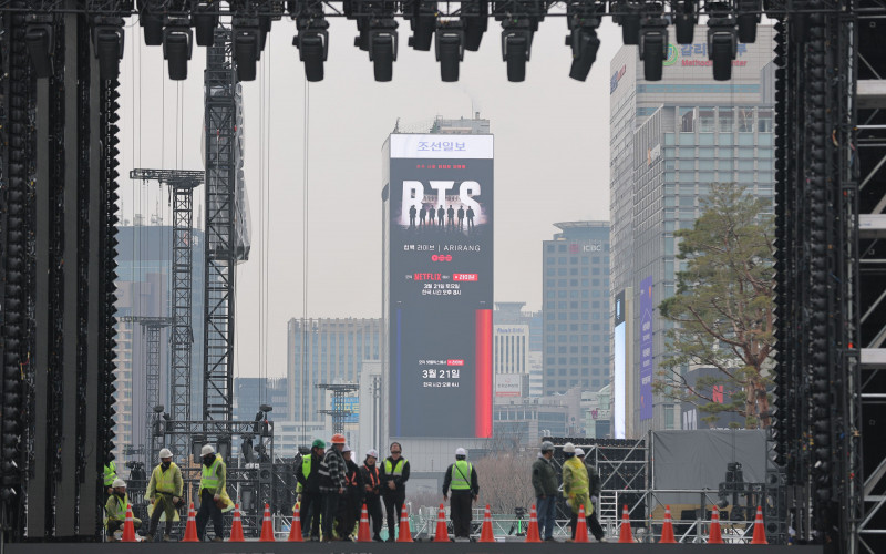 BTS週六開唱，已有南韓企業團體強制員工先行休假。（達志影像）