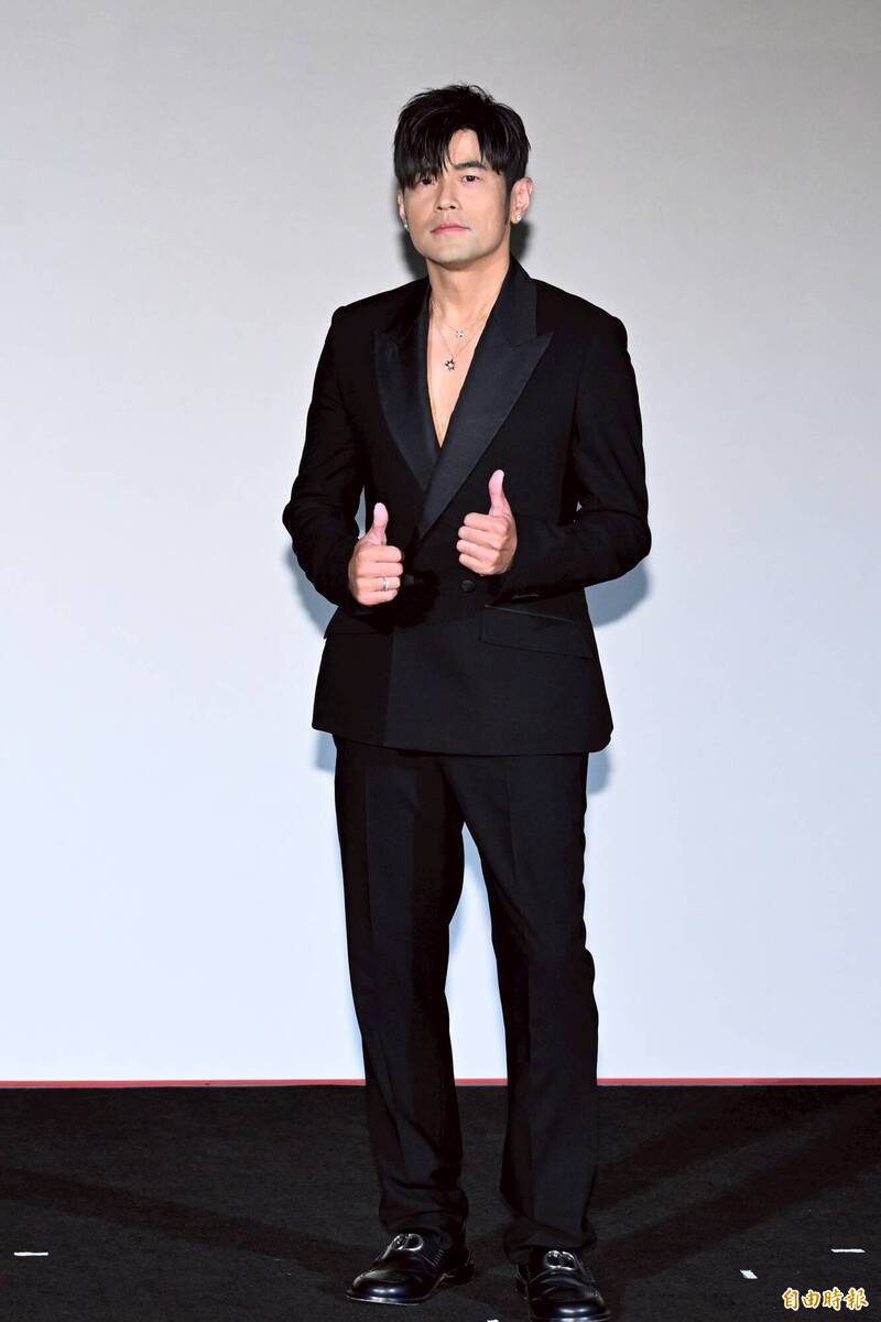 周杰倫出席新專輯記者會和MV首映會。（記者胡舜翔攝）
