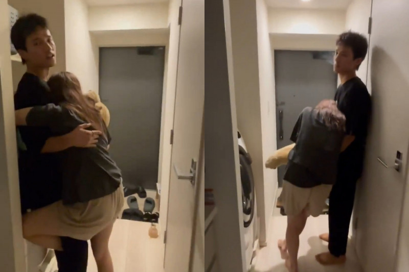 B&ZAI鈴木悠仁抱女偶像，還疑似在室內抽電子菸，重創形象。（翻攝自X）