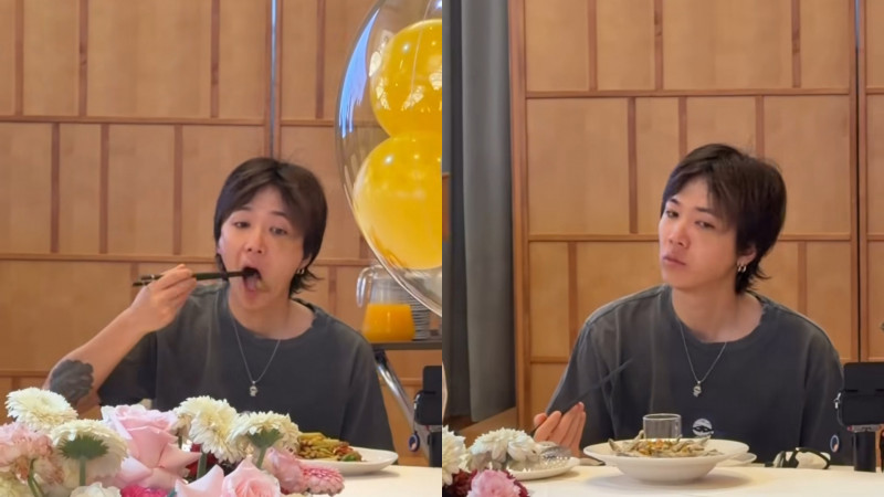 李洪基現身喜宴，雖然停留不久，不過仍品嘗料理，並與粉絲們交流，真的相當用心。（歐娜兒授權提供）