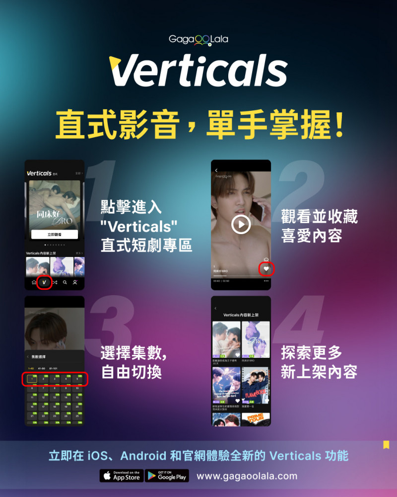 GagaOOLala Verticals直式影片功能介紹。（GagaOOLala提供）
