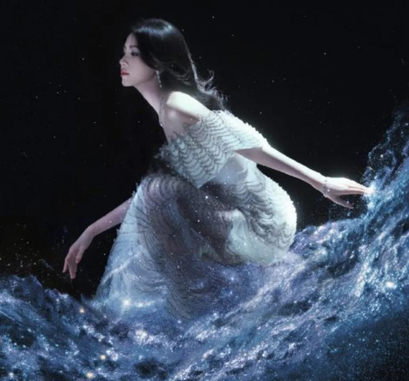 鞠婧禕在生日當天公開一系列美人魚主題照片。（翻攝自微博）