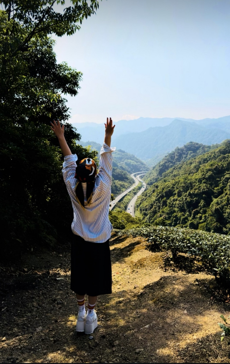 張惠妹男友拍下她在坪林秘境下車看美景的模樣。（翻攝自IG）