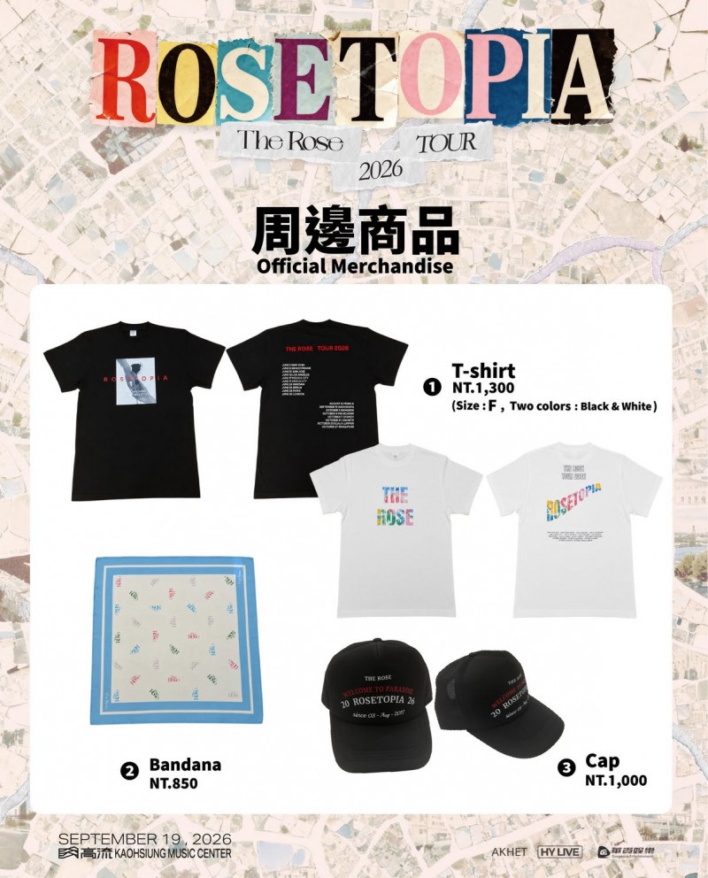The Rose周邊絲巾與帽子來自台灣。（翻攝自IG）