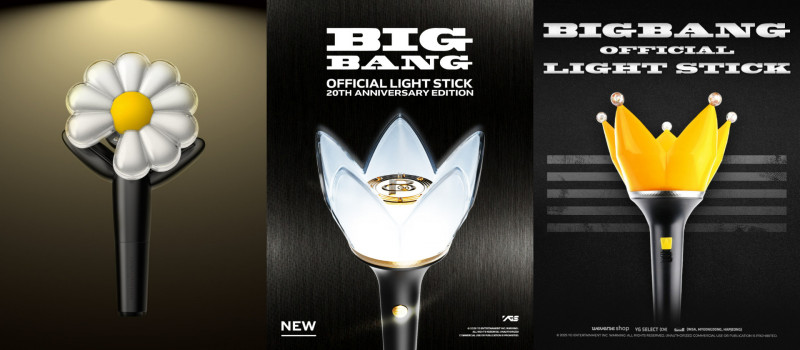 BIGBANG手燈都以「黃色系」為主，GD的雛菊手燈（左）也是。（翻攝自X）