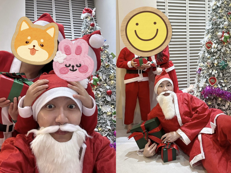 不甩福原愛再婚懷孕 江宏傑暖扮耶誕老人 平安夜全家幸福同框