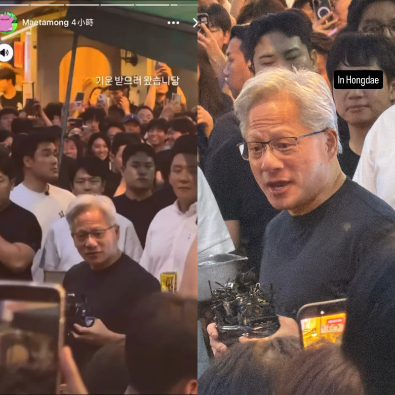 黃仁勳現身弘大！大咖韓星也到場追星 韓網嚇瘋：人比BTS還多