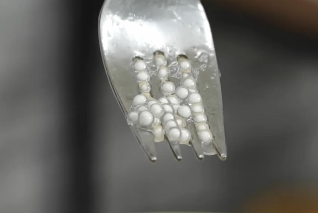 煮一鍋滾水，放入西谷米煮至呈現半透明，米芯中間留有一點白芯時關火，加蓋燜5分鐘左右，接著沖開水放涼備用。