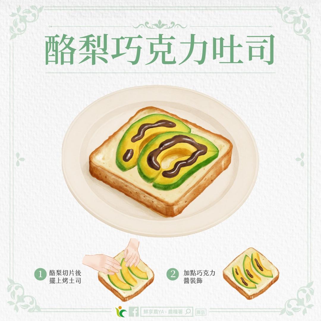 酪梨切片後擺上烤吐司。