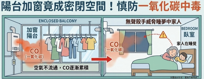 新竹臺大分院急診醫學部醫師蔡宗翰說,別以為一氧化碳中毒意外夏天不會發生,只要陽台不安全,全年都可能出現。(新竹臺大分院提供) 新竹臺大分院急診醫學部醫師蔡宗翰說,別以為一氧化碳中毒意外夏天不會發生,只要陽台不安全,全年都可能出現。(新竹臺大分院提供)