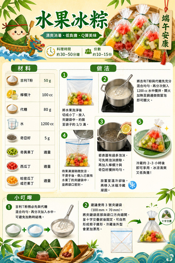 水果冰粽食譜與做法。(安南醫院提供) 水果冰粽食譜與做法。(安南醫院提供)