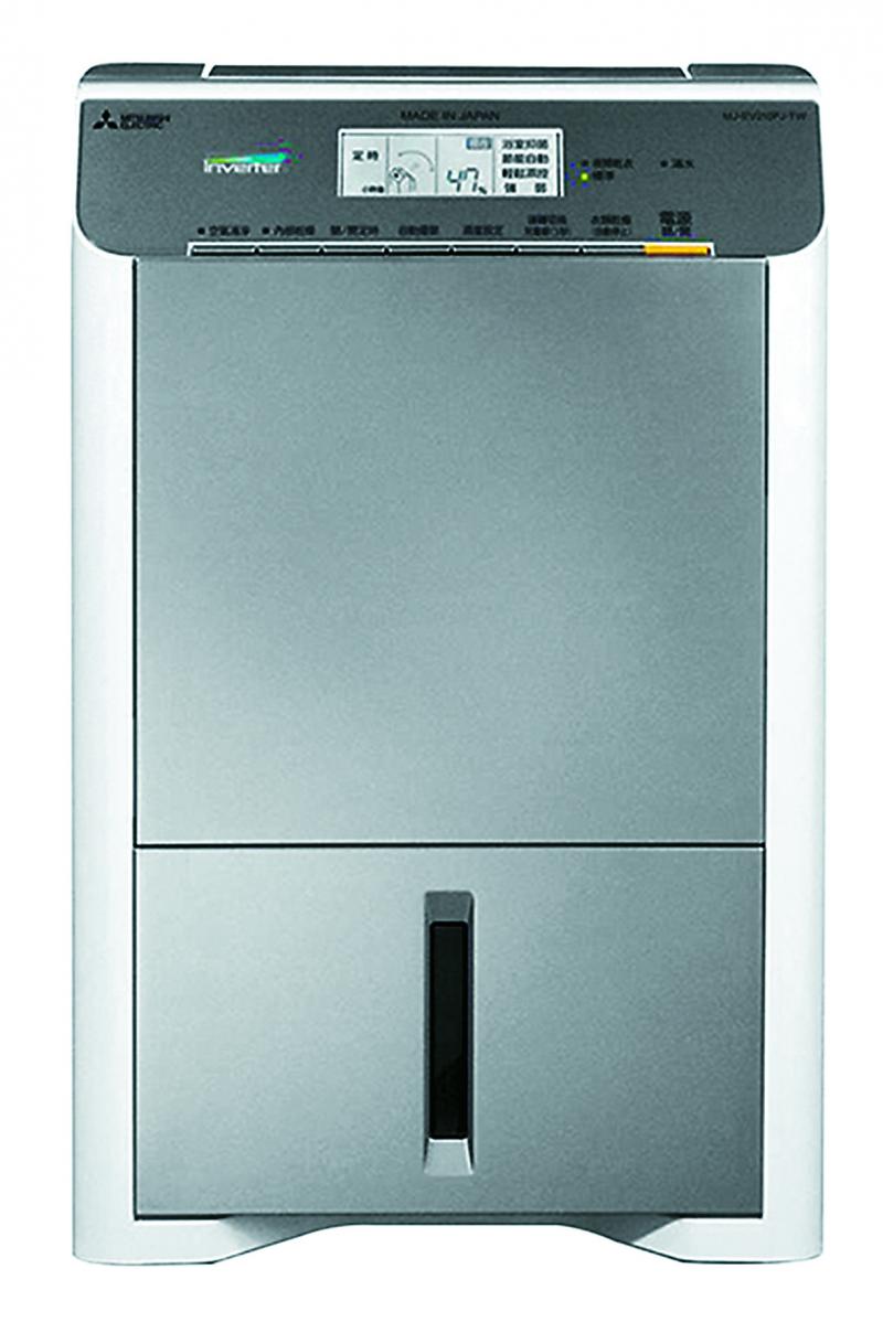 三菱21L日製清靜變頻除濕機MJ-EV210FJ-TW，為變頻式除溼機、超靜音，有夜間乾衣模式及浴室抑制黴菌模式。(燦坤提供)
