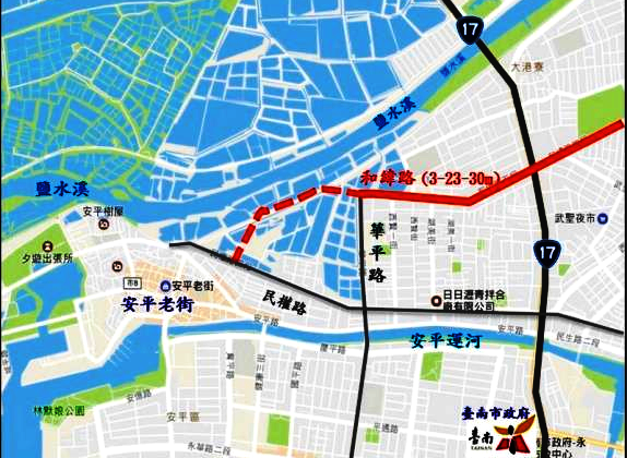 和緯路五段新闢延伸道路東起華平路，西至民權路四段，開闢後往東可連接中華北路進入北區或往南接中西區、安平區；往西可進入安平觀光地區、通四草大橋往安南區，預計111年底可完工通車。（圖：南市府工務局提供）