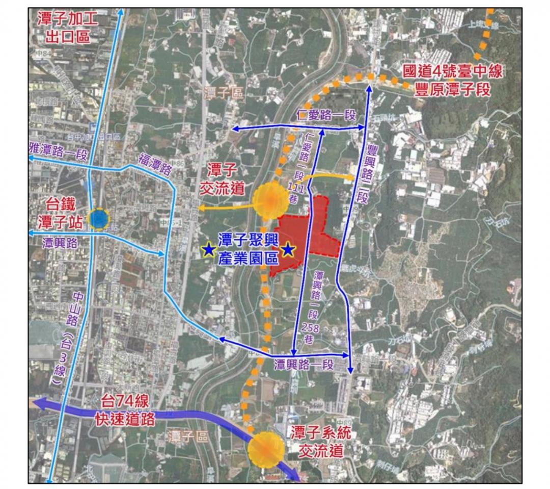 潭子聚興產業園中區屬台糖公司的18塊、約6.6公頃的產業用地，在重劃分割後，最快將在6月招租。（台糖公司提供）