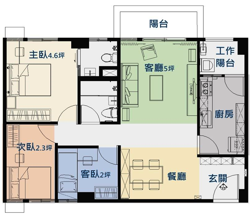 建國新城社宅每月租金新臺幣8600元（含管理費用600元；水電瓦斯費自付），平價的租金，優質的居住環境。（圖：高市府提供）