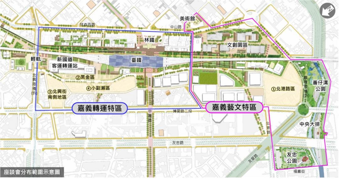 嘉義市府都市發展處首度發表嘉義大車站四大亮點，包括新地標、新門戶、新樞紐及藝文商業特區，描繪出嘉義大車站新樣貌，奠定交通發展百年樞紐地位。(圖:嘉市府提供)