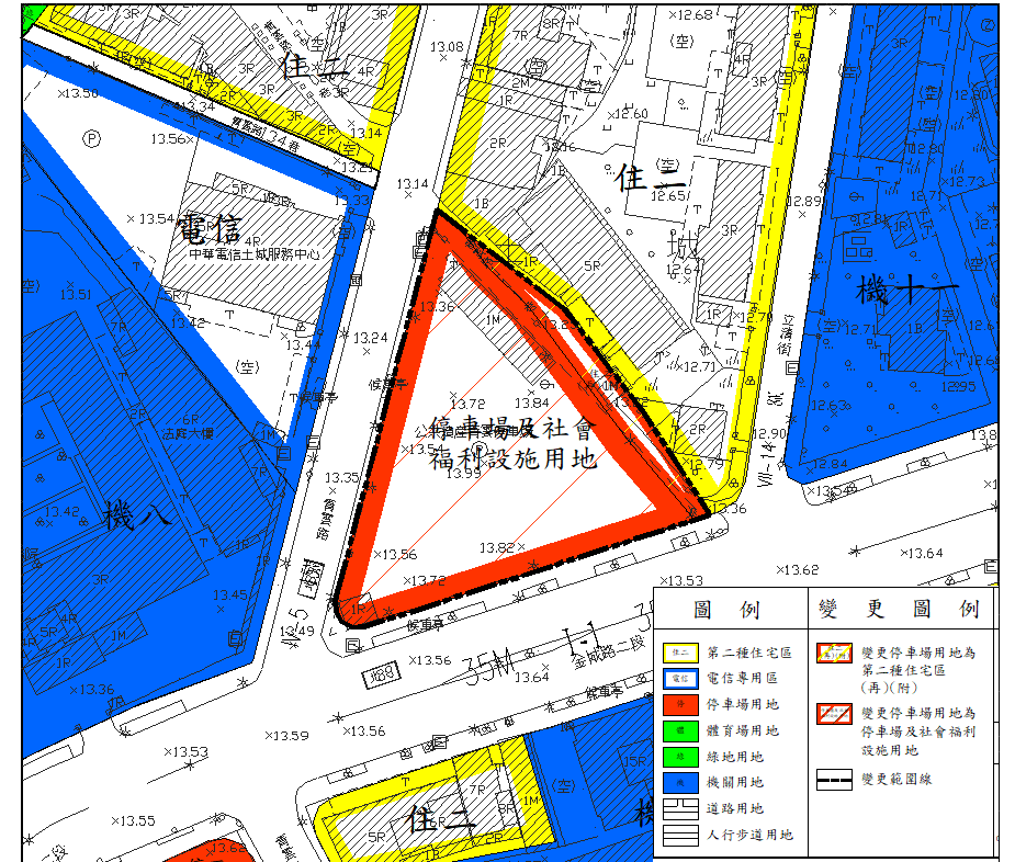 土城區板院段基地原為停車場用地，位於金城路二段、青雲路交接處，面積約0.4296公頃，現況為土城逾期車輛放置場。(圖/新北市城鄉局提供)