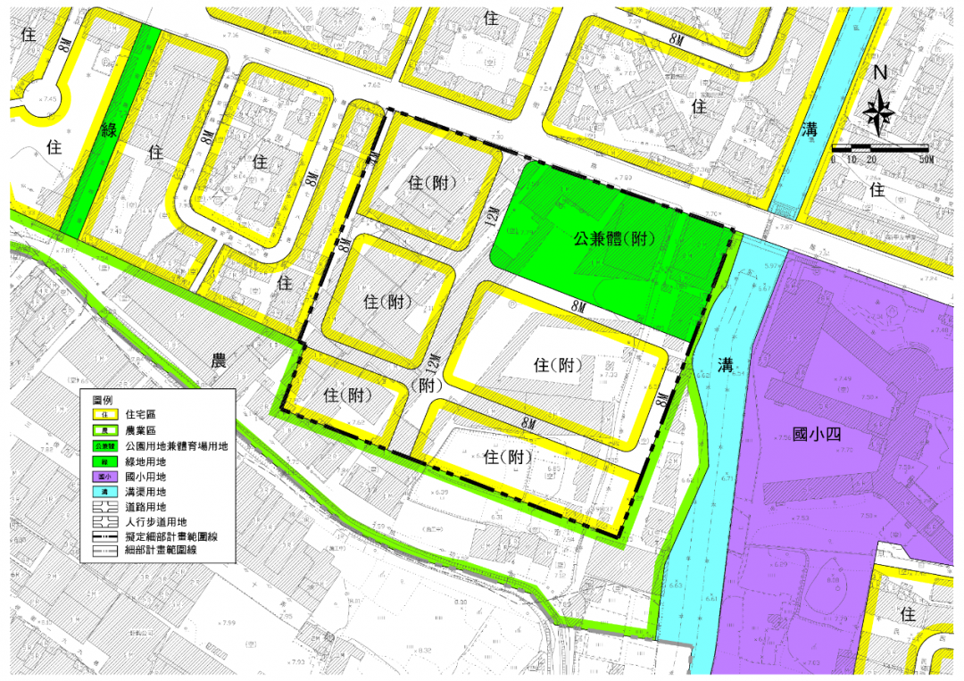 新莊高中一用地變更後除住宅區、道路用地，另規劃0.69公頃公園用地，後續將由體育處、交通局評估興建國民運動中心並共構停車場。(圖/新北市城鄉局提供)