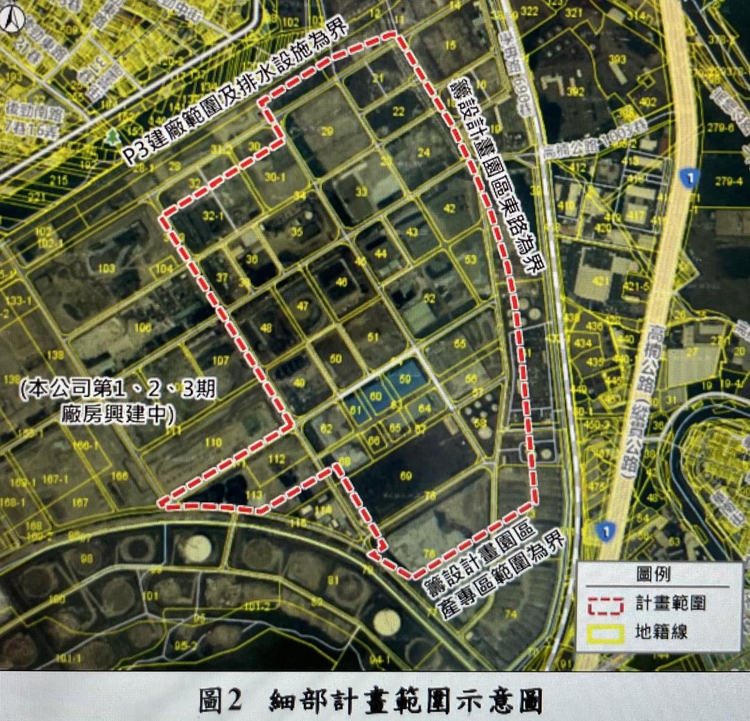 台積電仍有持續建廠擴充先進製程，因此提出細部計畫個案變更程序，將中油楠梓煉油廠舊址P4、P5廠所需約42.89公頃用地，自特種工業區變更為甲種工業區。(圖:翻攝自都市計畫書)