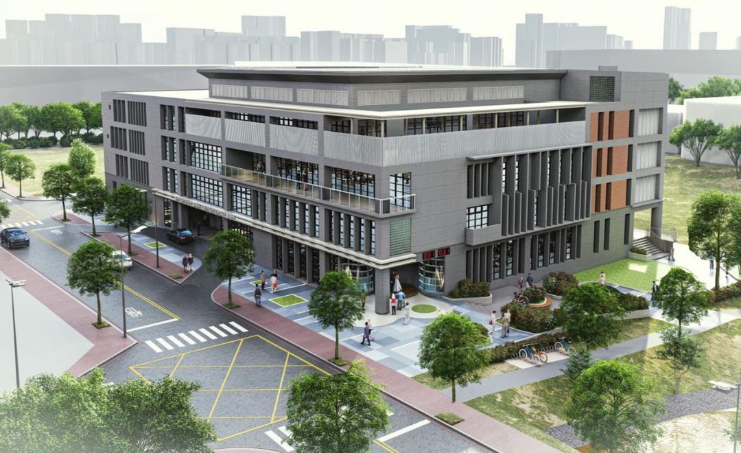「竹北地政、戶政事務所聯合辦公大樓新建工程」大樓模擬圖。(新竹縣政府提供)