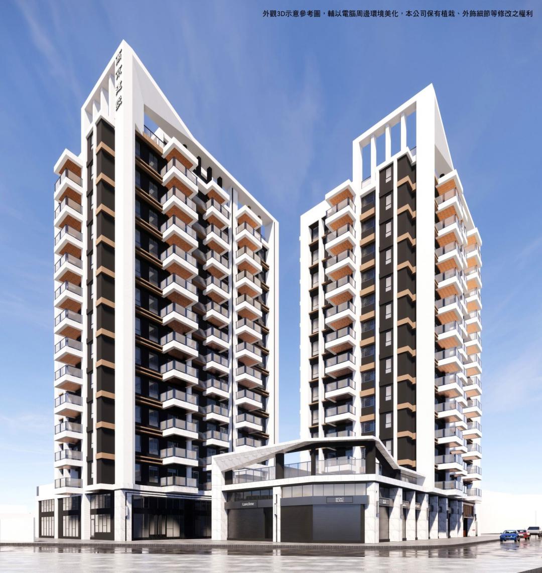 深耕仁武房市的在地品牌建商高京建設，在鄰近仁武國小仁春街近千坪基地，新推出「高京豐薈」輕豪宅大樓預售案，外觀展現高雅特色。(圖:業者提供)
