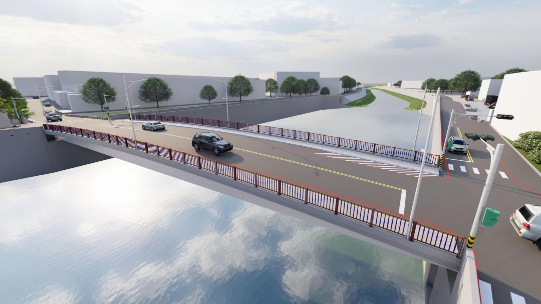 八涳橋改建及曹公新圳匯流口拓寬工程，主要進行橋樑改建及渠道拓寬，並於獅龍溪與曹公新圳匯流口處增設導流牆。預計於115年底前完工，可使匯流口河道水位降低一公尺以上，屆時將全面強化後勁溪及曹公新圳的排洪效能，為仁武地區防洪能力全面提升。(圖:高市府水利局提供)