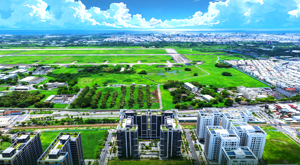 台南市區鐵路地下化明年完工,原鐵道將綠美化,串聯機場綠地,讓南台南副都心的綠地景觀宅市場崛起。(圖:業者提供)