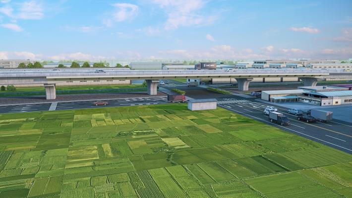 「國道8號台南系統交流道改善及跨南133線路口立體化工程」於24日動土，將可大幅提升國道8號的通行效率與安全性，並強化南科聯外交通運輸能力，南市府將搭配推動安定區南133線（國道8號至港口社區前路段）拓寬為20米。(圖:南市府工務局提供)