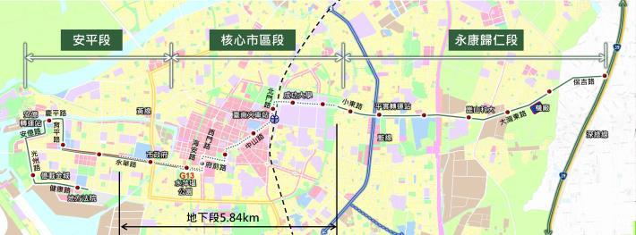 台南捷運綠線因地下化區間延長約1.9公里,經費自約968億增加為約1027億,增加約6%,經試算財務也在可行範圍內。(圖:南市府交通局提供)