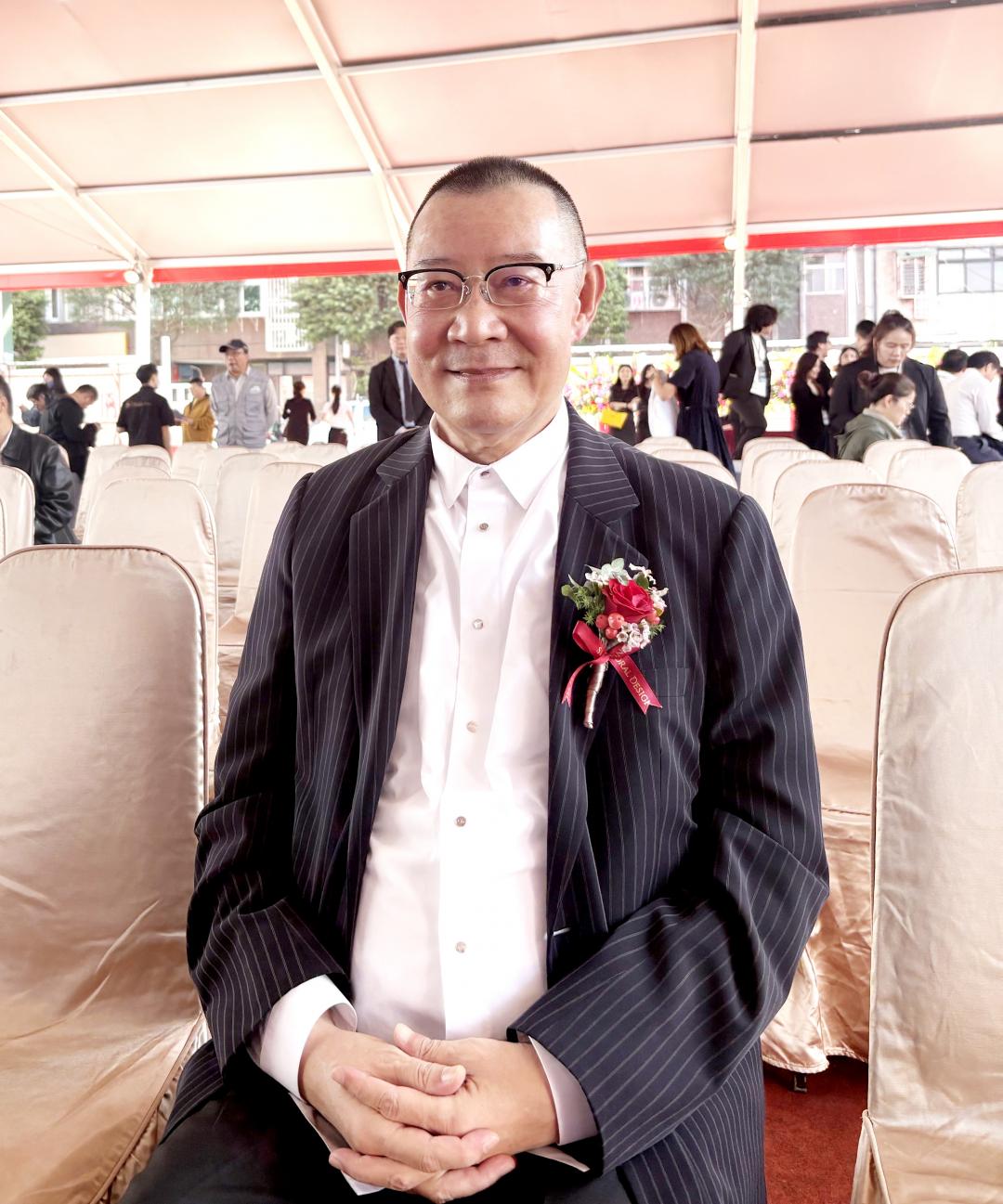 海悅國際董事長黃希文低調到場見證永和大陳單元6動土典禮。(圖/記者張瀞勻攝)