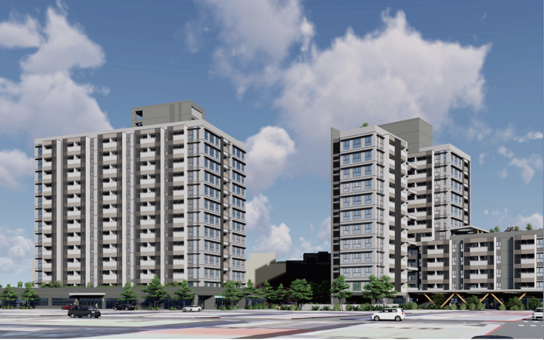 內湖「樂康安居」社宅新建統包工程日前決標，預計規劃302住家。（模擬圖、國家住都中心提供）