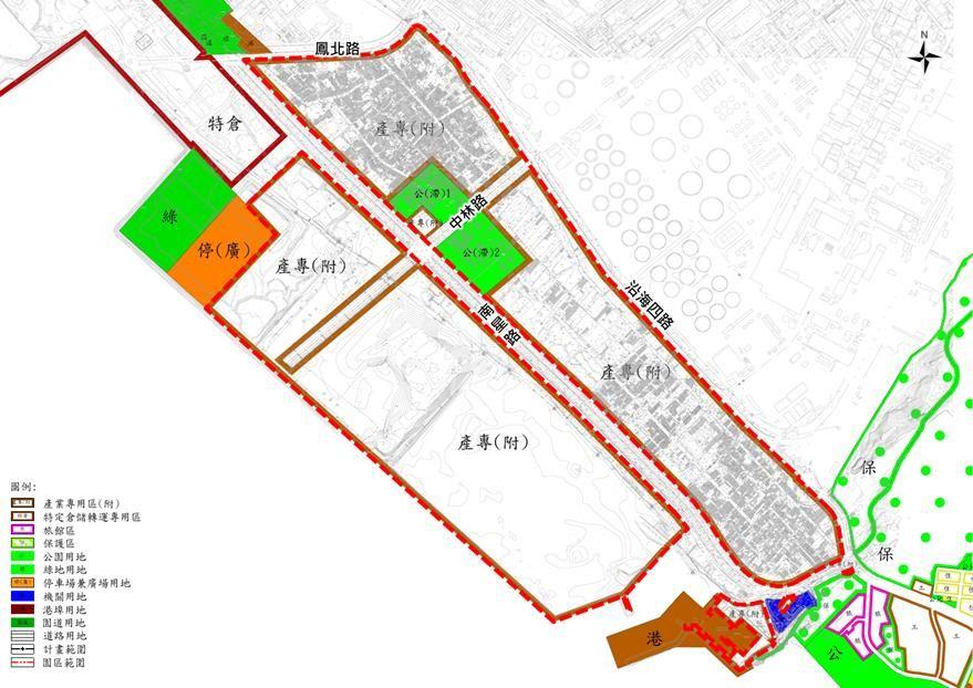 大林蒲的「新材料循環產業園區」及位於鳳山與前鎮之遷村安置土地都市計畫變更案，去年12月下旬提案單位依市都委會決議完成計畫書圖修正，高市府隨即趕於去年底前將計畫報請內政部核定。(圖:高市府都發局提供)