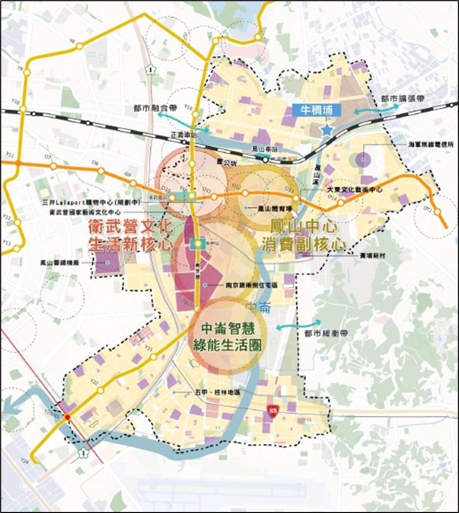 高市府都發局積極辦理鳳山區都市計畫第四次通盤檢討（第一階段），3月初已正式報請內政部核定中，以「鳳山中城副都心」為整體發展定位，計畫人口調整至42萬人。(圖:高市府都發局提供)