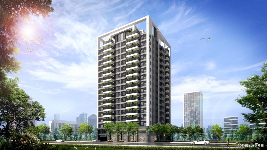 華雄建設在鳳頂路與中安路口旁，新推出「華雄花町院」高質感大樓預售案，安排28~43坪的2~4房，建材配備升等輕豪宅等級，新推出每坪29.8萬元起購屋優惠方案。(圖:業者提供)