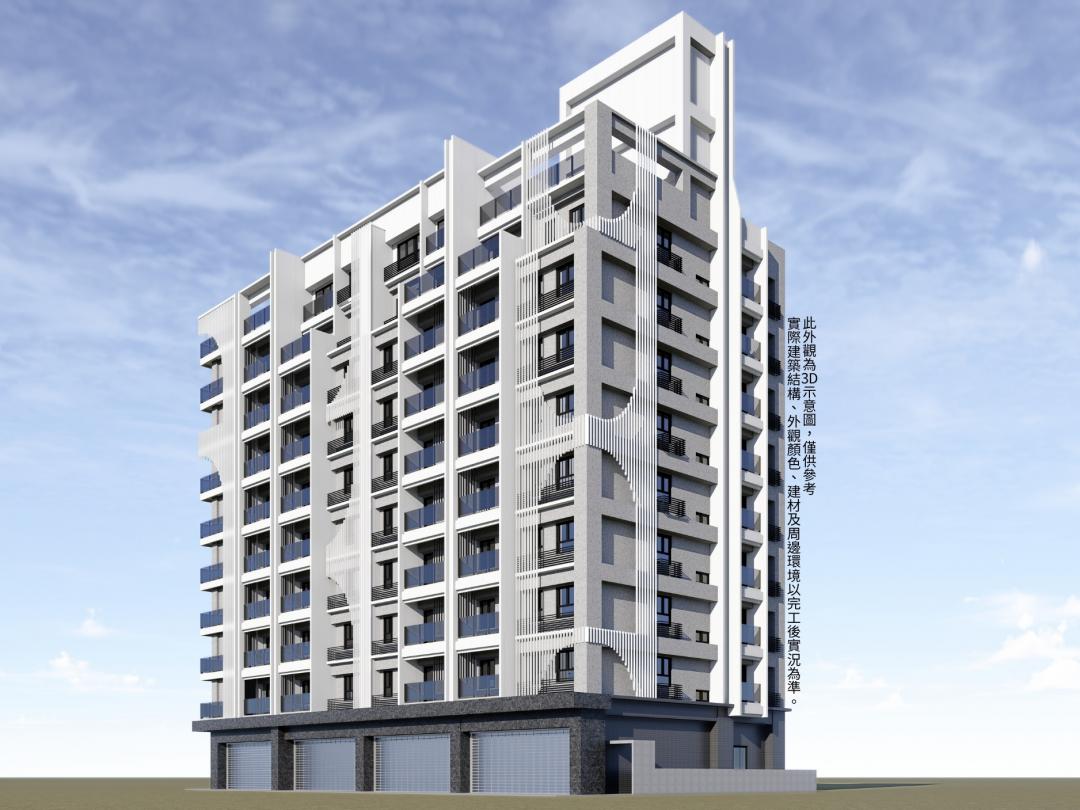 松益發建築集團在高鐵左營站區生活圈鄰近文學公園與文府國小基地，即將完工的「微笑高鐵」輕豪宅大樓案，規劃21~33坪的2~3房，採地上10層、地下1層，僅單純55戶。(圖:業者提供)