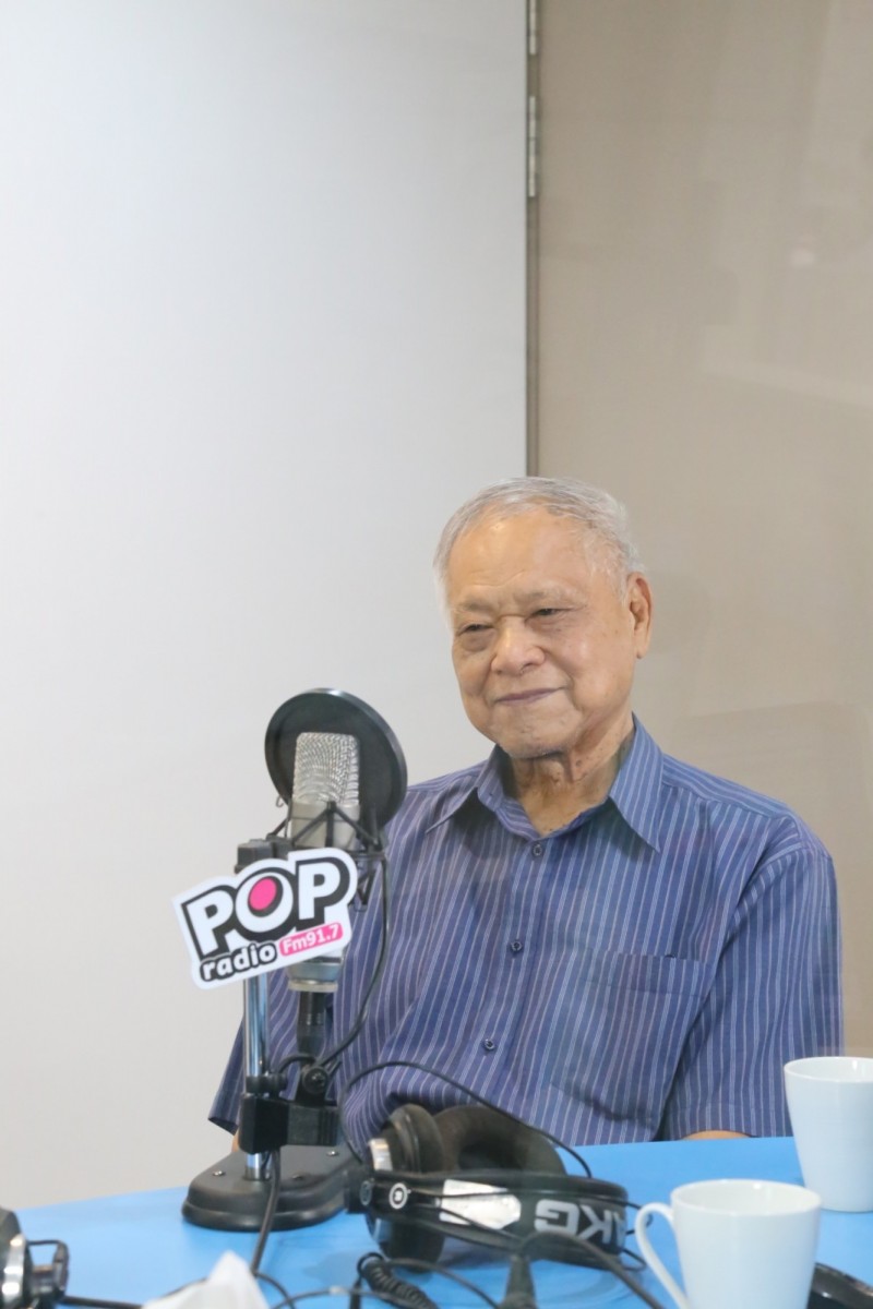 台北市長柯文哲父親柯承發接受電台專訪。（POP搶先爆提供）