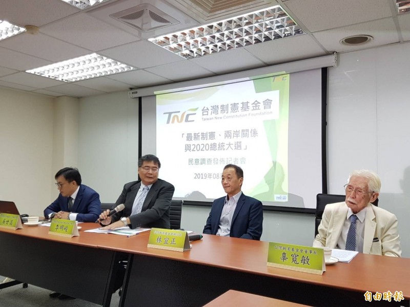 台灣制憲基金會今發布「最新制憲、兩岸關係與2020總統大選」民調記者會。（記者謝君臨攝）