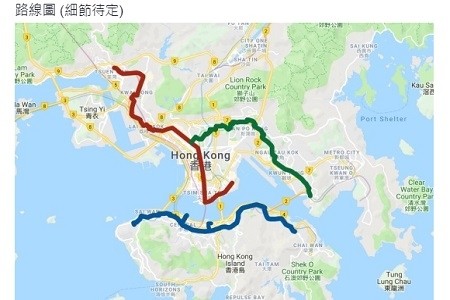 全香港人鏈活動「香港之路」預定路線圖。（圖擷取自香港討論區）